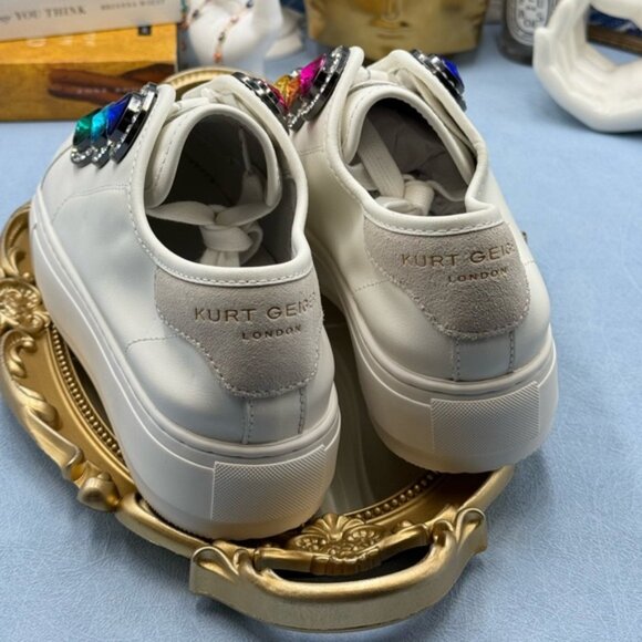 🆕 KURT GEIGER LONDON 🧿 NWOB Laney Octavia Sneaker, White Leather, Sz 39 US 8.5 - Picture 8 of 16